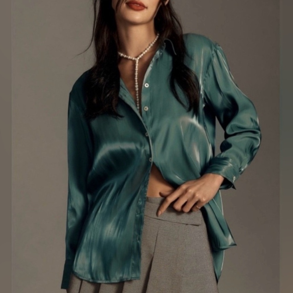 Gorgeous silk-like Anthropologie button down
